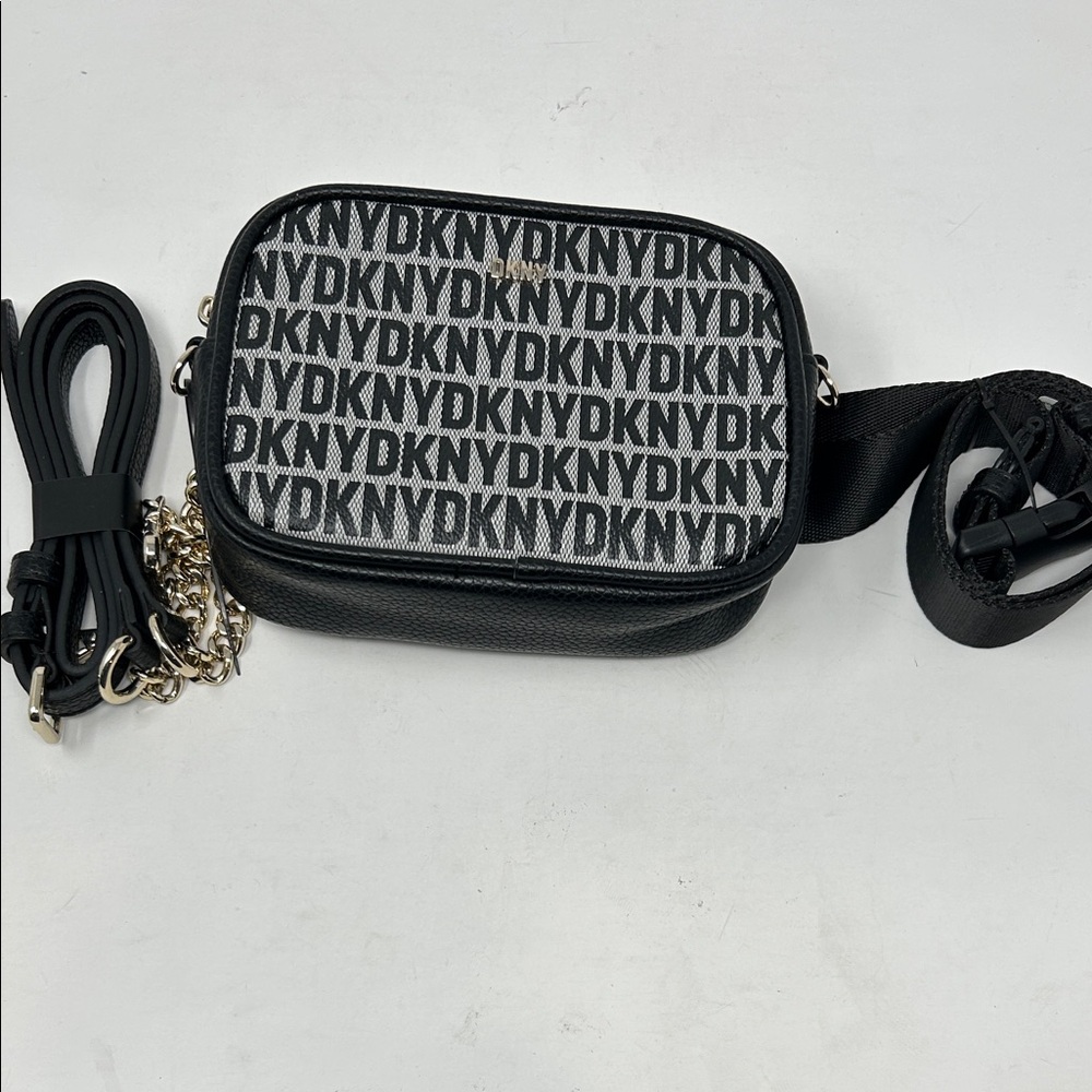 DKNY Black and Gray Logo Crossbody Bag